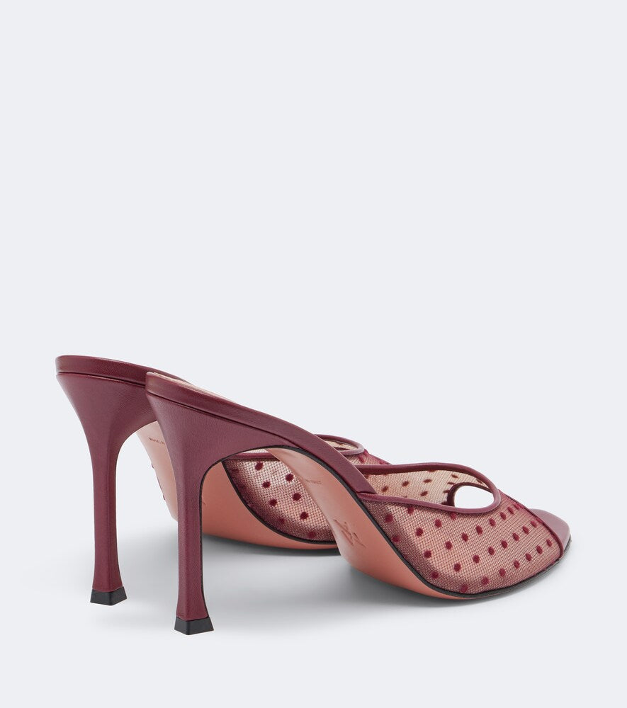 Amina Muaddi Alexa point d'esprit mules - Burgundy High-Heel Sandals