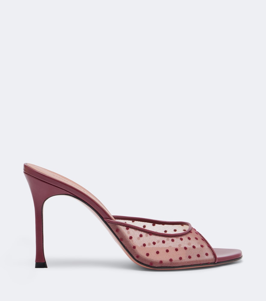 Amina Muaddi Alexa point d'esprit mules - Burgundy High-Heel Sandals