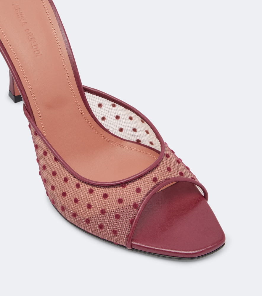 Amina Muaddi Alexa point d'esprit mules - Burgundy High-Heel Sandals