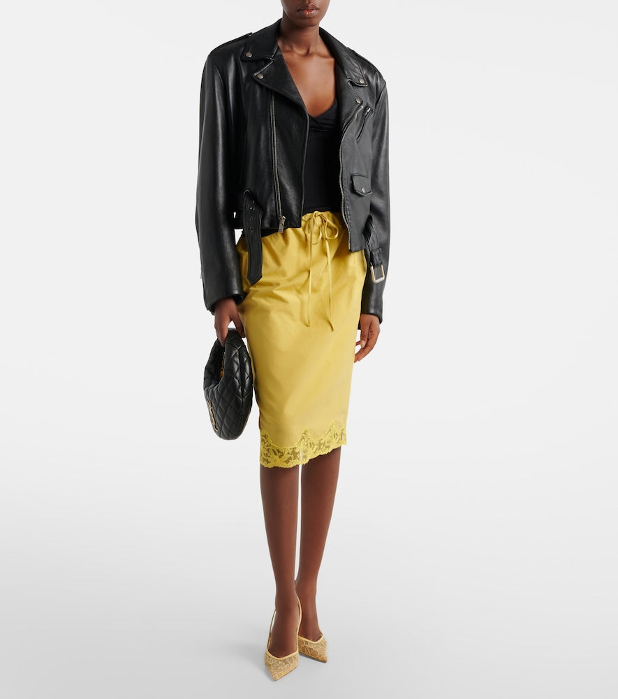 Amina Muaddi Anok leather-trimmed lace slingback pumps (Yellow) - High-Heel Pumps