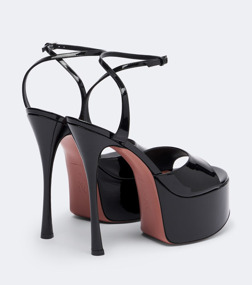 Amina Muaddi Aya patent leather platform sandals in Black - High-Heel Sandals
