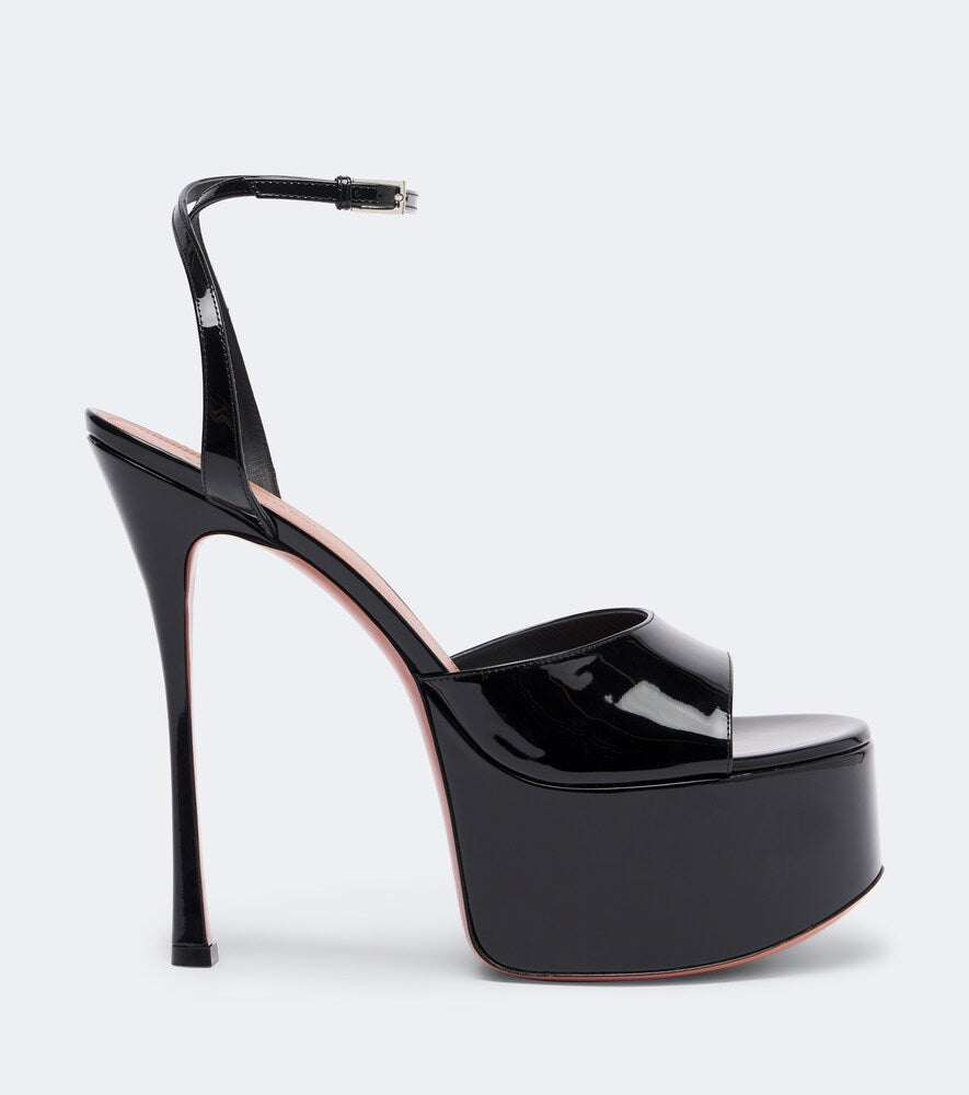 Amina Muaddi Aya patent leather platform sandals in Black - High-Heel Sandals