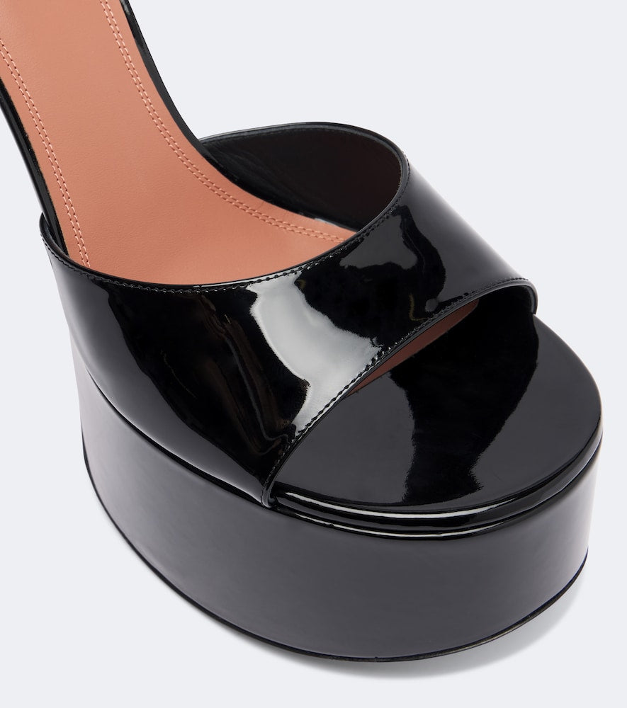 Amina Muaddi Aya patent leather platform sandals in Black - High-Heel Sandals