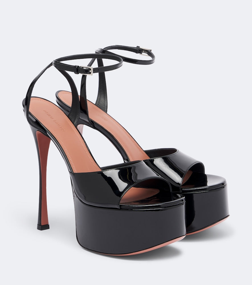 Amina Muaddi Aya patent leather platform sandals in Black - High-Heel Sandals