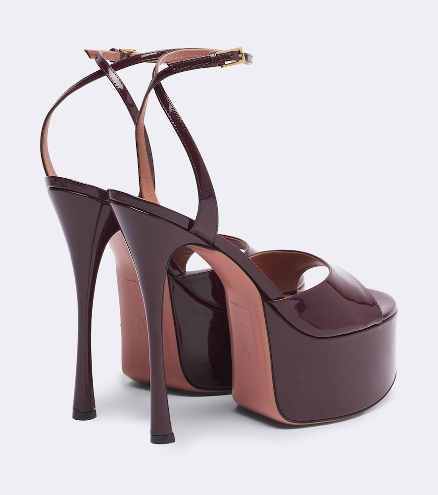 Amina Muaddi Aya patent leather platform sandals (Burgundy) - High-Heel Sandals