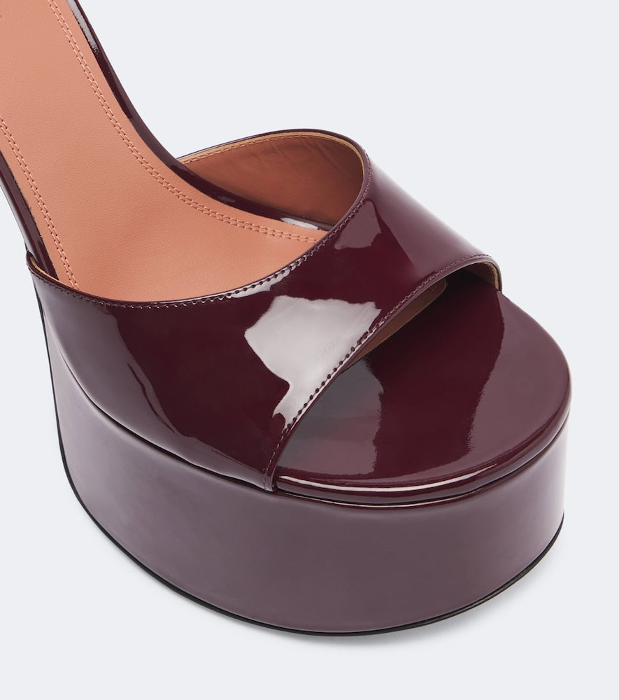 Amina Muaddi Aya patent leather platform sandals (Burgundy) - High-Heel Sandals