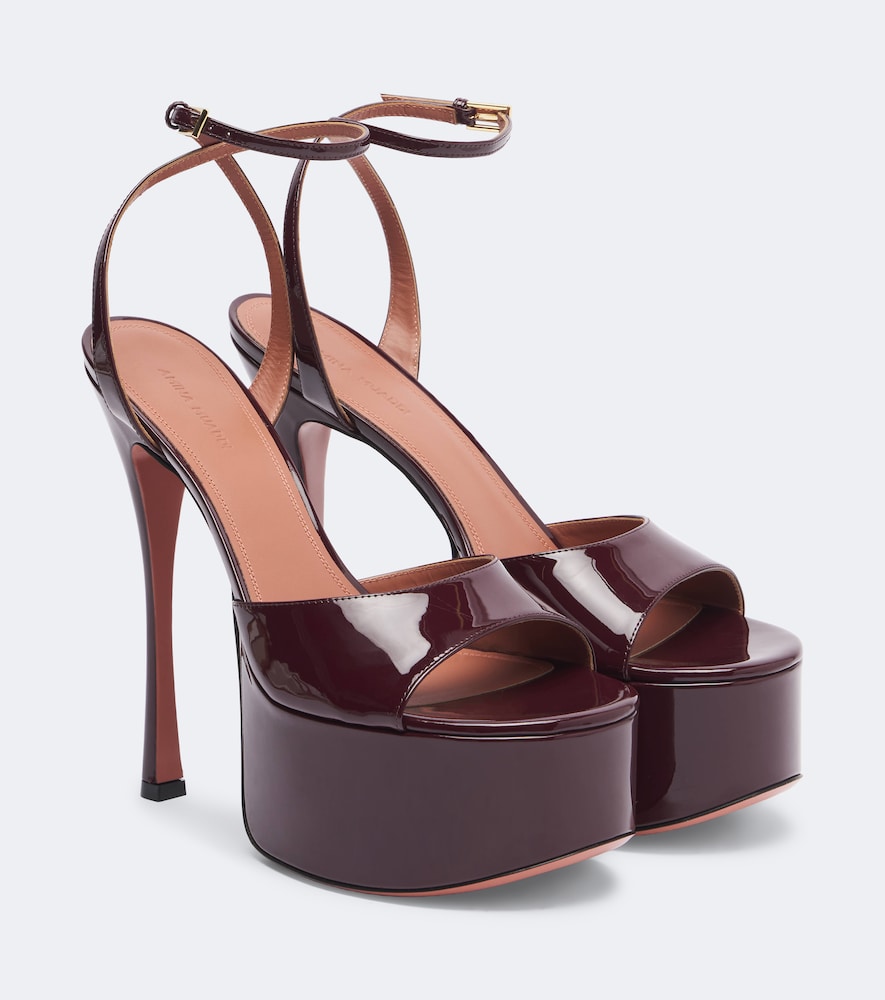 Amina Muaddi Aya patent leather platform sandals (Burgundy) - High-Heel Sandals