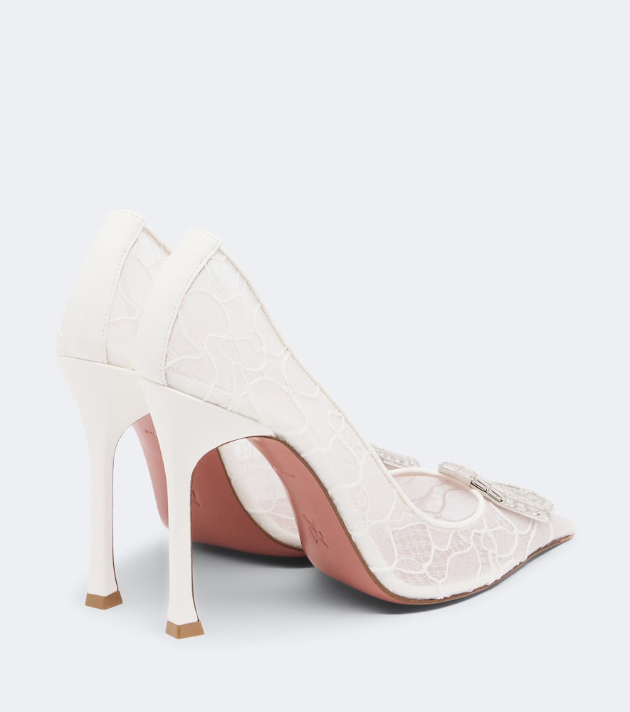 Amina Muaddi Camelia embellished lace pumps (White) - High-Heel Pumps