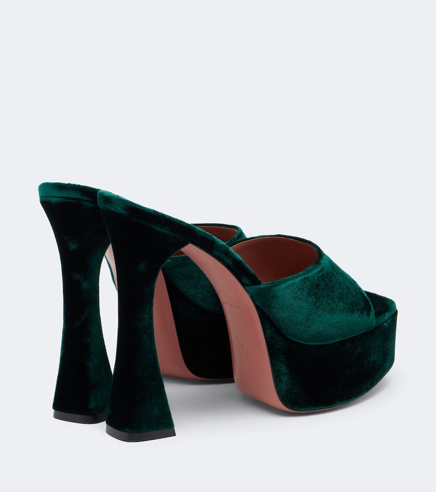 Amina Muaddi Dalida velvet platform mules in Green - High-Heel Sandals