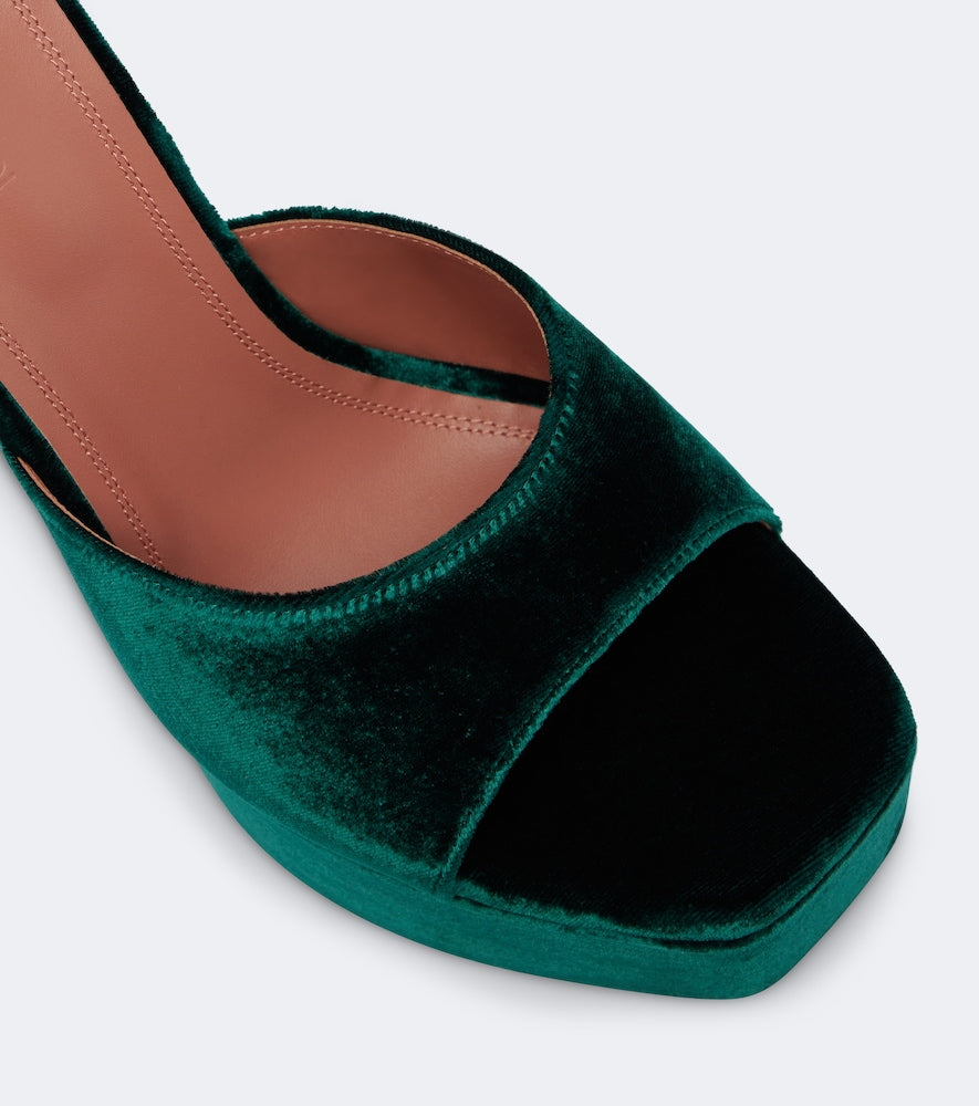 Amina Muaddi Dalida velvet platform mules in Green - High-Heel Sandals