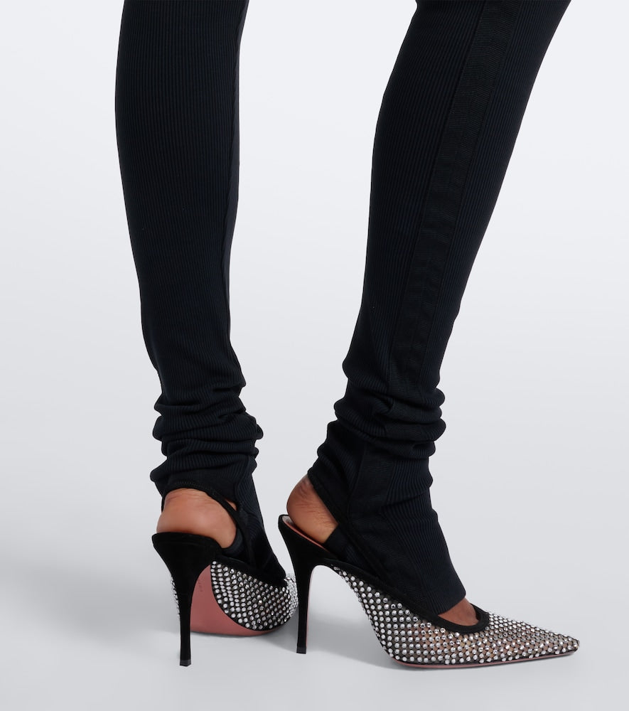 Amina Muaddi Felicia embellished mesh slingback pumps - Black High-Heel Pumps
