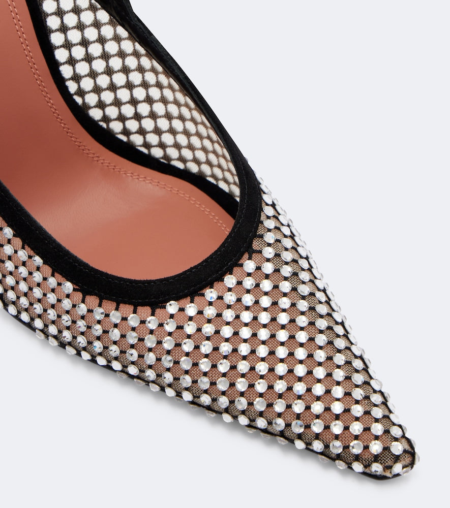 Amina Muaddi Felicia embellished mesh slingback pumps - Black High-Heel Pumps