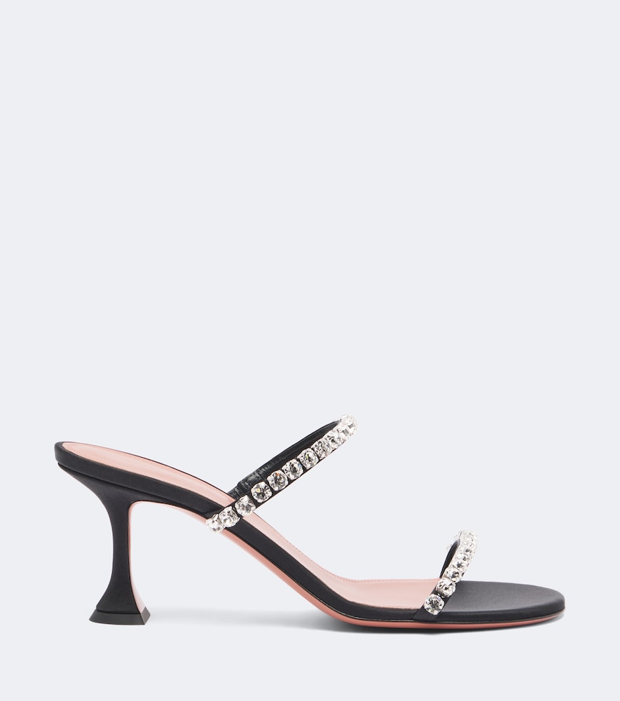 Amina Muaddi Gigi crystal-embellished satin mules - Black High-Heel Sandals