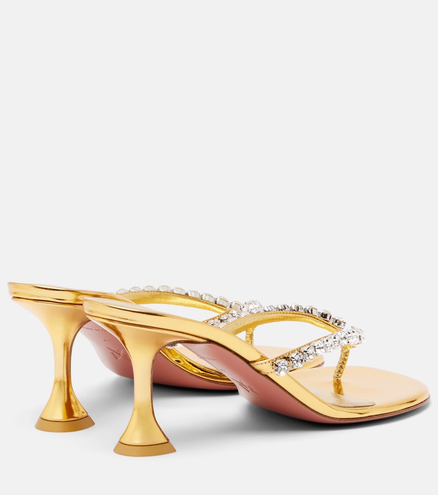Amina Muaddi Gigi embellished leather thong sandals in Gold - Heeled Sandals