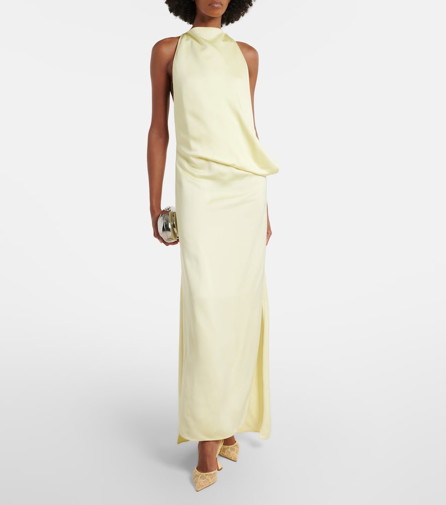 Amina Muaddi Holli leather-trimmed lace slingback pumps (Yellow) - High-Heel Pumps