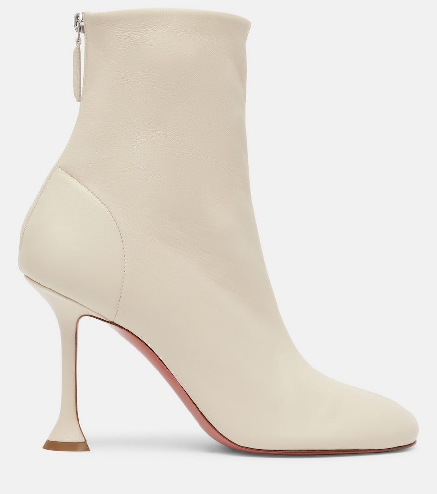 Amina Muaddi Iris 95 leather ankle boots (White) - High Heels