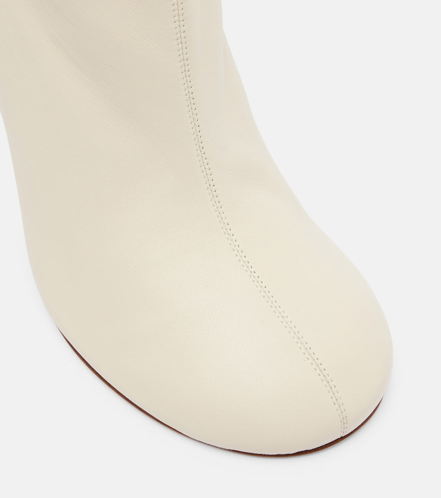 Amina Muaddi Iris 95 leather ankle boots (White) - High Heels