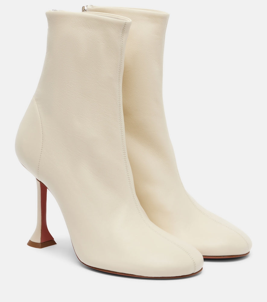 Amina Muaddi Iris 95 leather ankle boots (White) - High Heels