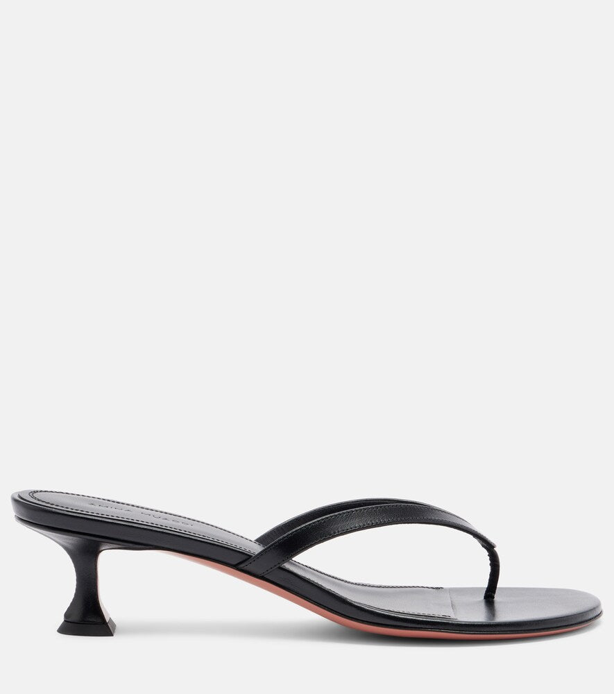 Amina Muaddi Juliette leather thong sandals - Black Heeled Sandals