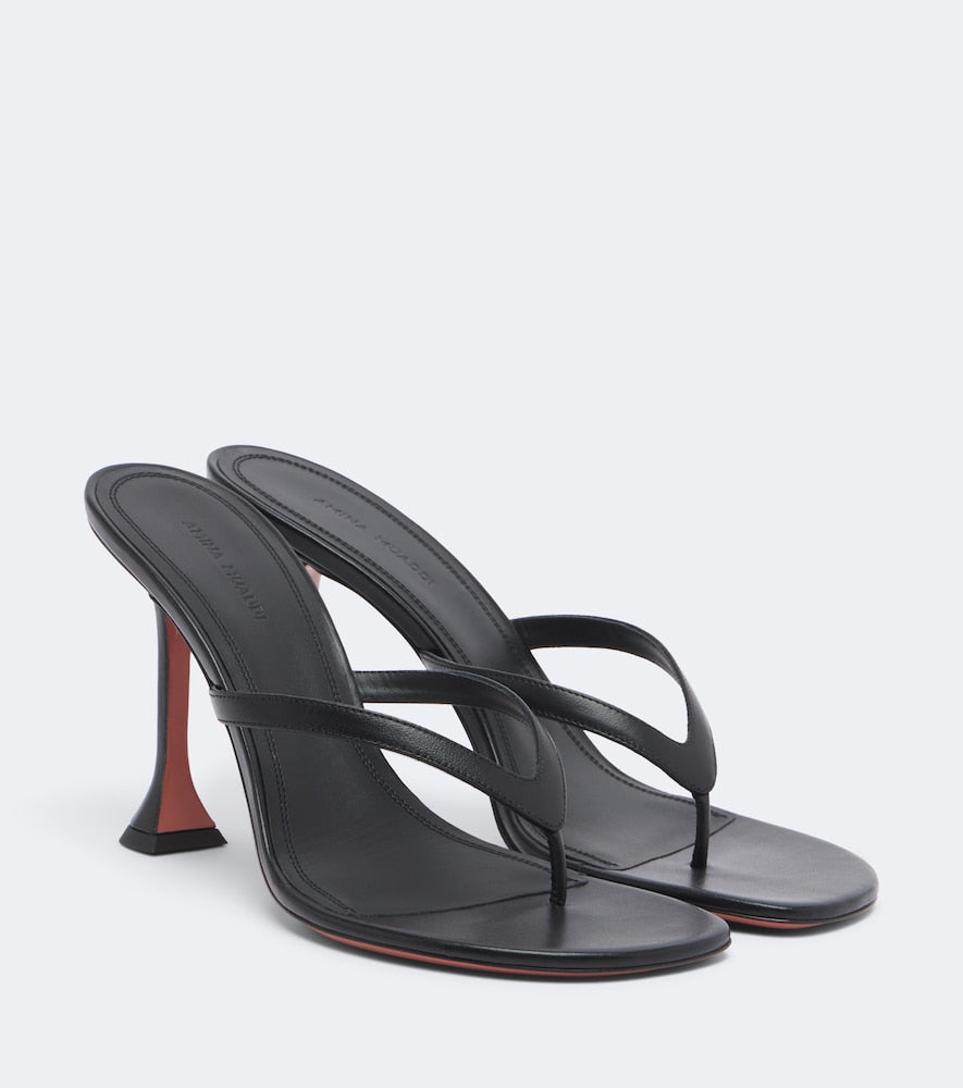 Black Amina Muaddi Juliette leather thong sandals - High-Heel Sandals