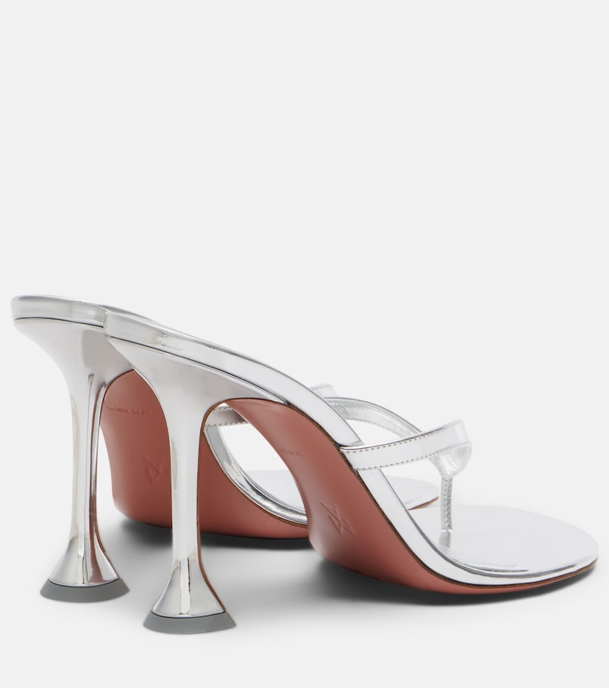 Amina Muaddi Juliette mirrored leather thong sandals in Silver - High-Heel Sandals