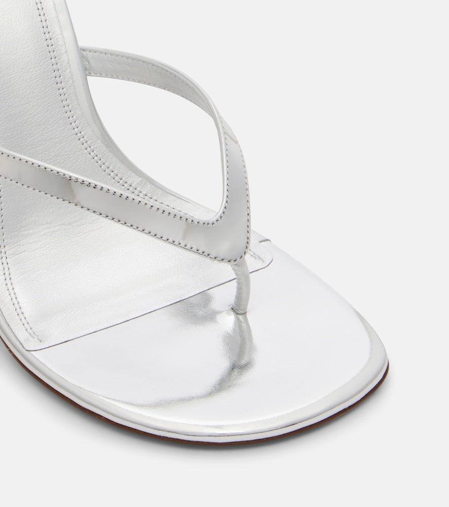 Amina Muaddi Juliette mirrored leather thong sandals in Silver - High-Heel Sandals