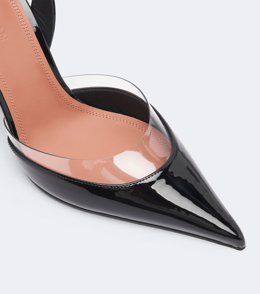 Amina Muaddi Lara patent leather slingback pumps - Black High-Heel Pumps