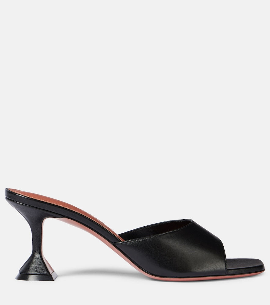 Black Amina Muaddi Lupita 70 leather mules - Heeled Sandals