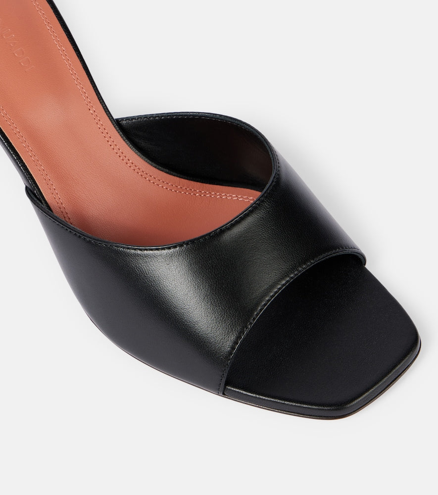 Black Amina Muaddi Lupita 70 leather mules - Heeled Sandals