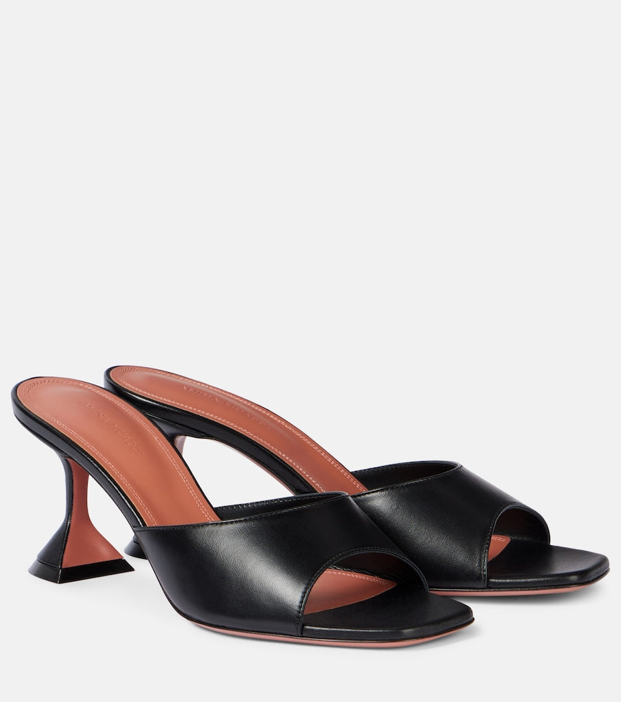 Black Amina Muaddi Lupita 70 leather mules - Heeled Sandals