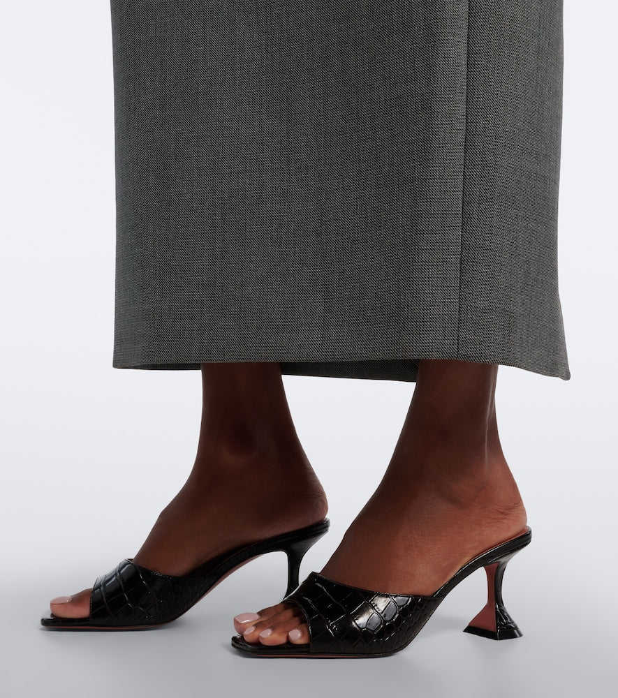 Amina Muaddi Lupita croc-effect leather mules - Brown High-Heel Sandals