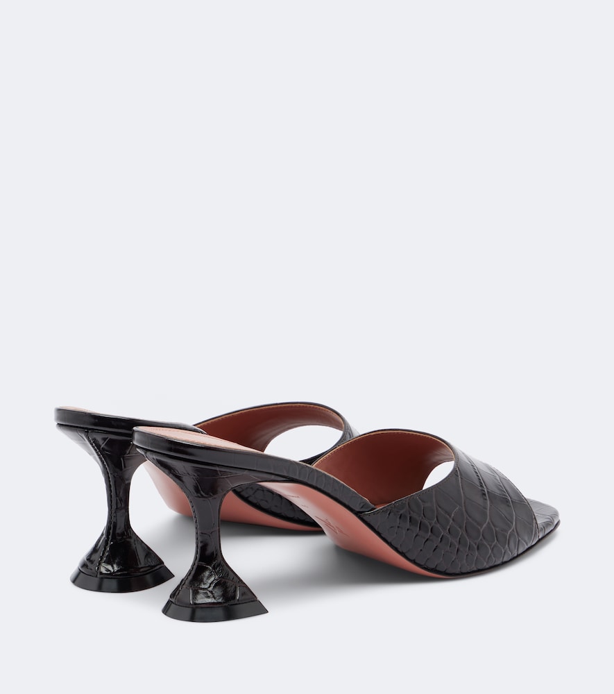 Amina Muaddi Lupita croc-effect leather mules - Brown High-Heel Sandals
