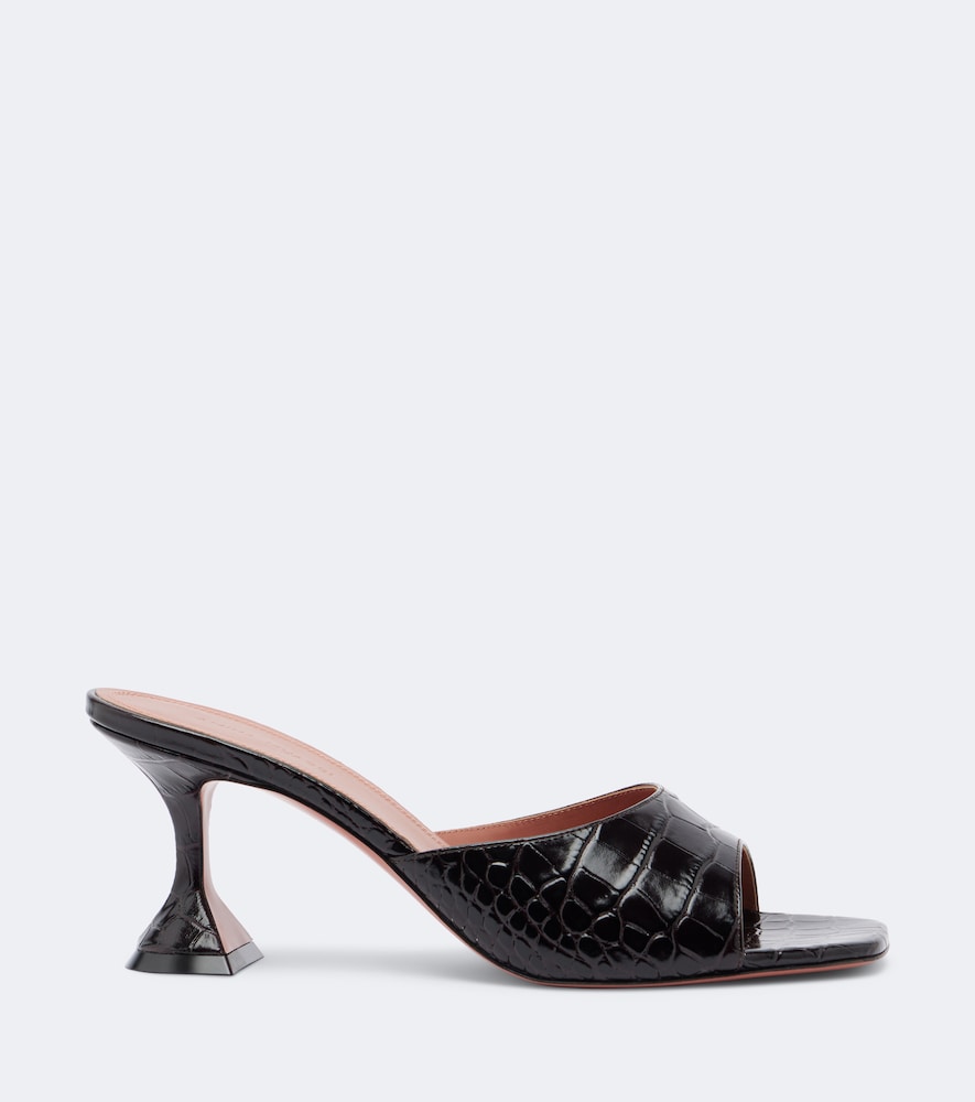 Amina Muaddi Lupita croc-effect leather mules - Brown High-Heel Sandals