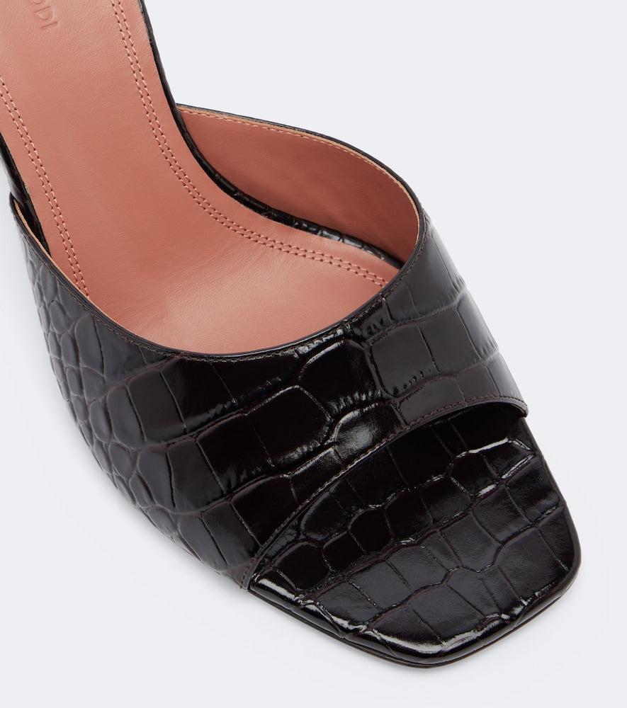Amina Muaddi Lupita croc-effect leather mules - Brown High-Heel Sandals