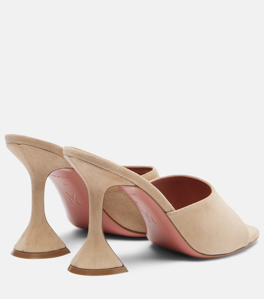 Amina Muaddi Lupita suede mules - Beige Heeled Sandals