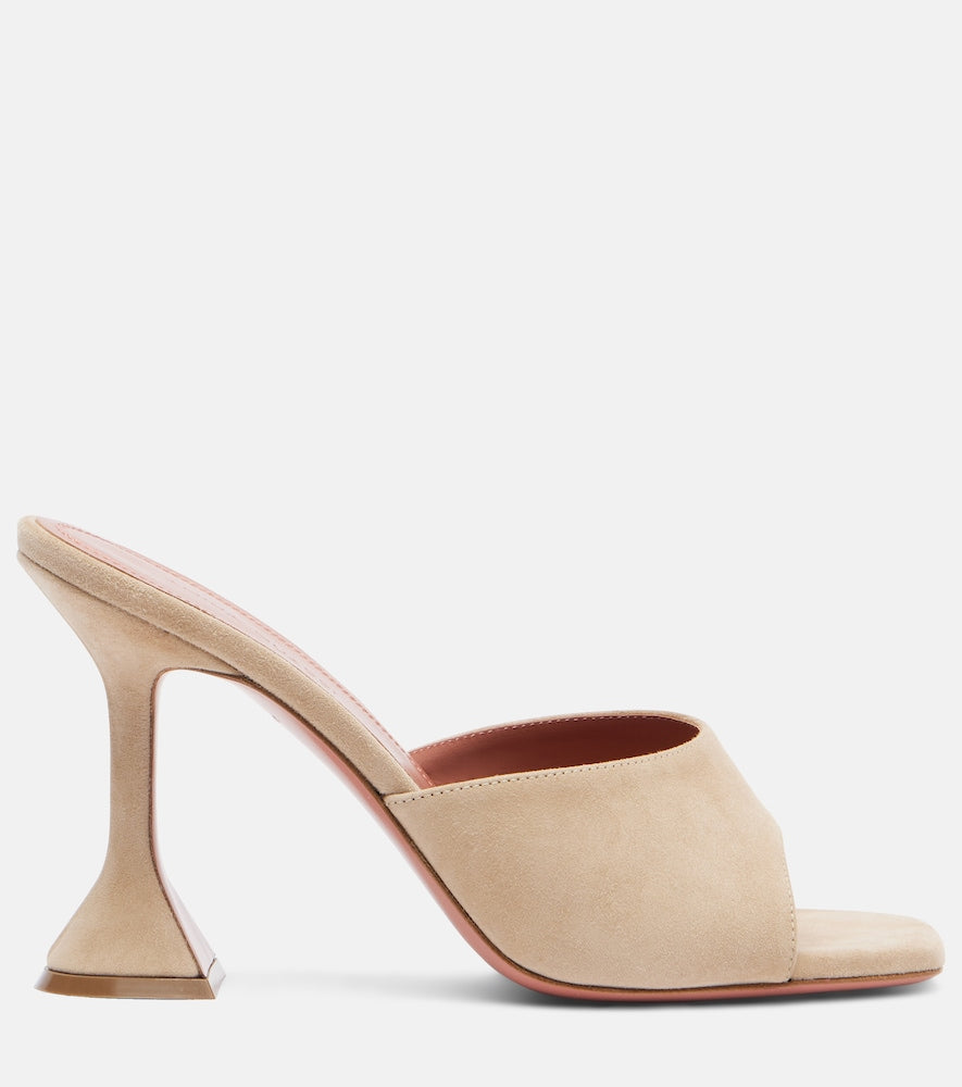 Amina Muaddi Lupita suede mules - Beige Heeled Sandals