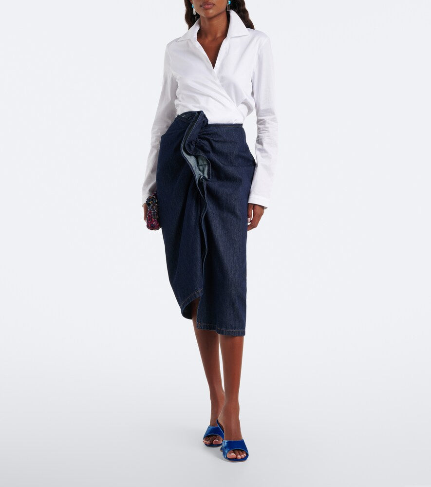 Amina Muaddi Lupita velvet mules - Blue High-Heel Sandals