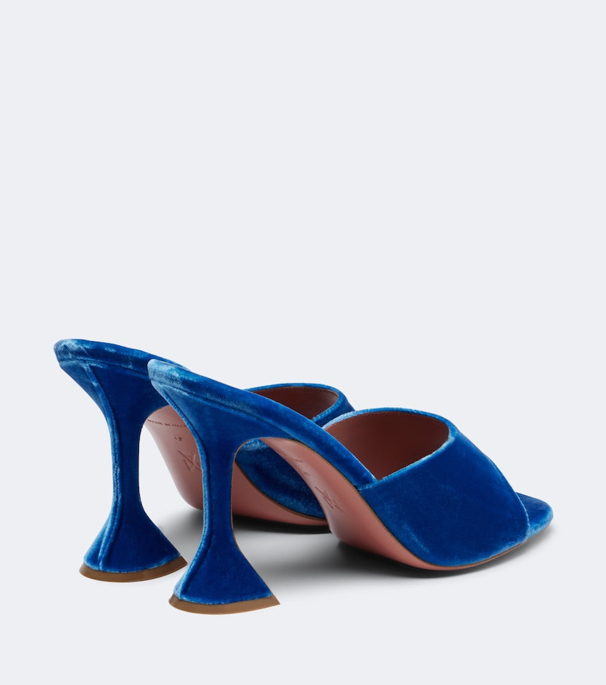 Amina Muaddi Lupita velvet mules - Blue High-Heel Sandals
