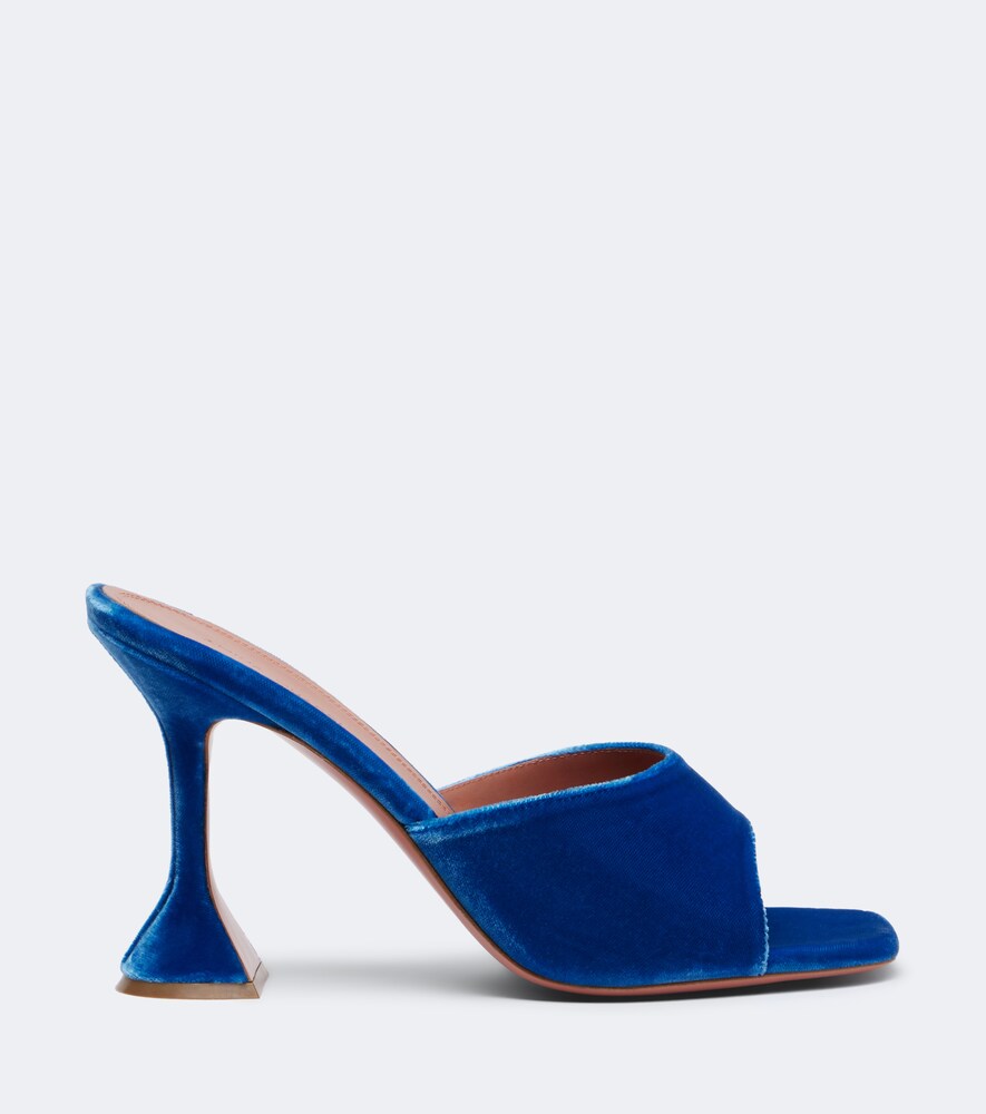 Amina Muaddi Lupita velvet mules - Blue High-Heel Sandals