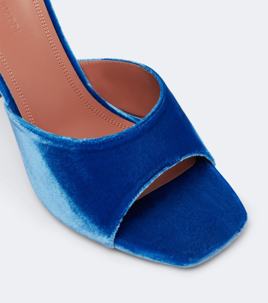 Amina Muaddi Lupita velvet mules - Blue High-Heel Sandals