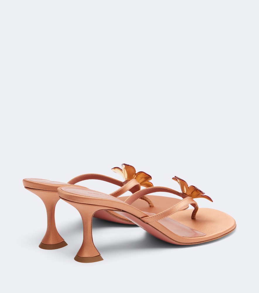 Amina Muaddi Vittoria embellished satin thong sandals in Multicoloured - Mid Heel Sandals