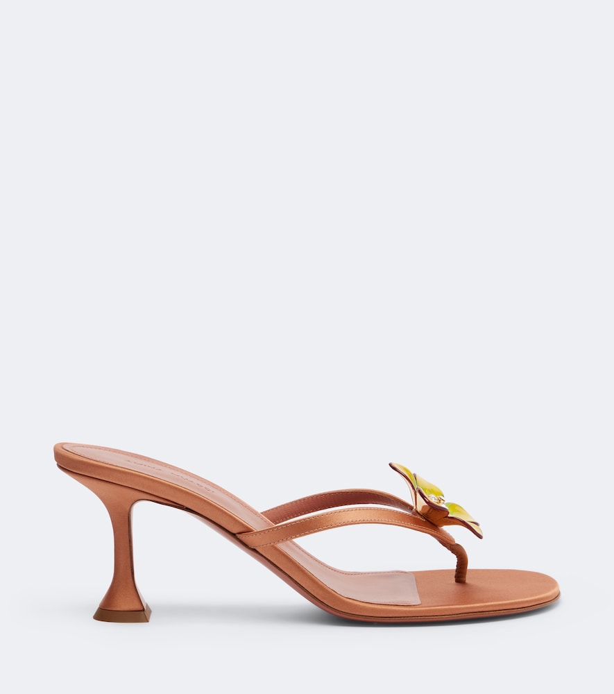 Amina Muaddi Vittoria embellished satin thong sandals in Multicoloured - Mid Heel Sandals