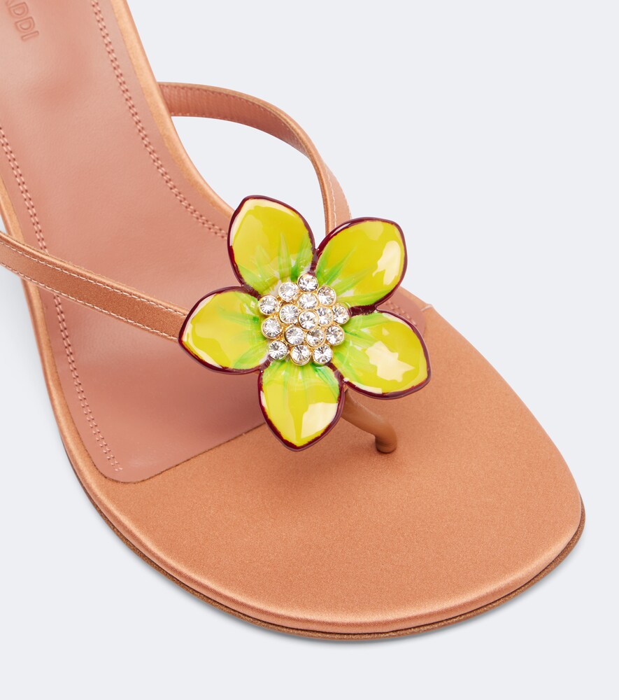 Amina Muaddi Vittoria embellished satin thong sandals in Multicoloured - Mid Heel Sandals