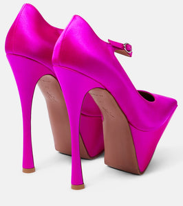 Amina Muaddi Yigit satin platform pumps