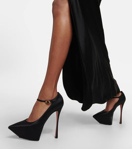 Amina Muaddi Yigit satin platform pumps