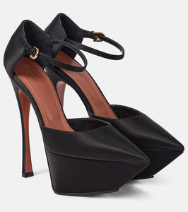 Amina Muaddi Yigit satin platform pumps