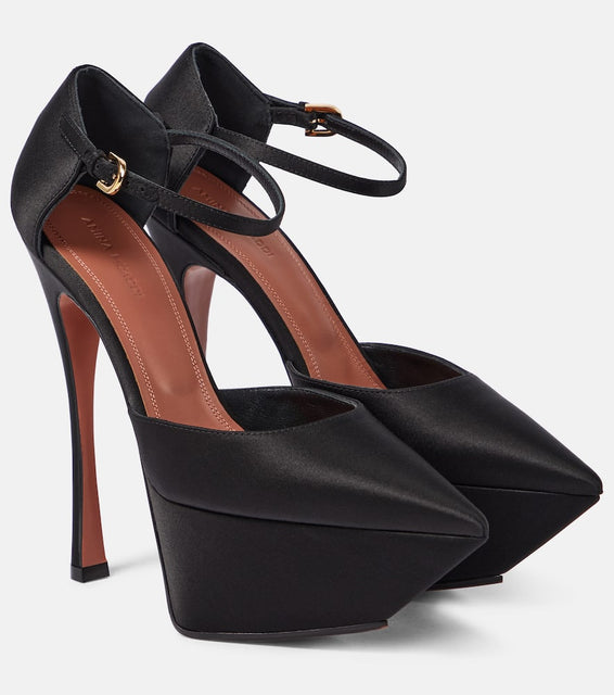 Amina Muaddi Yigit satin platform pumps