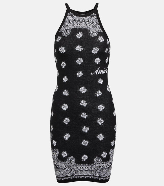 Amiri Bandana-printed halterneck cotton minidress