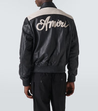 Amiri MA Swirl leather varsity jacket