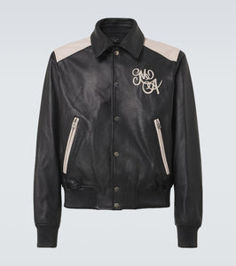 Amiri MA Swirl leather varsity jacket